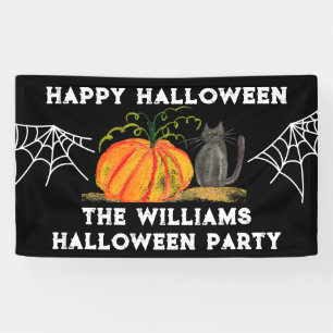 Happy Halloween Pumpkin Cat Kids Banner