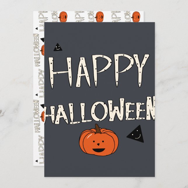 Happy Halloween Pumpkin Design Einladung (Vorne/Hinten)