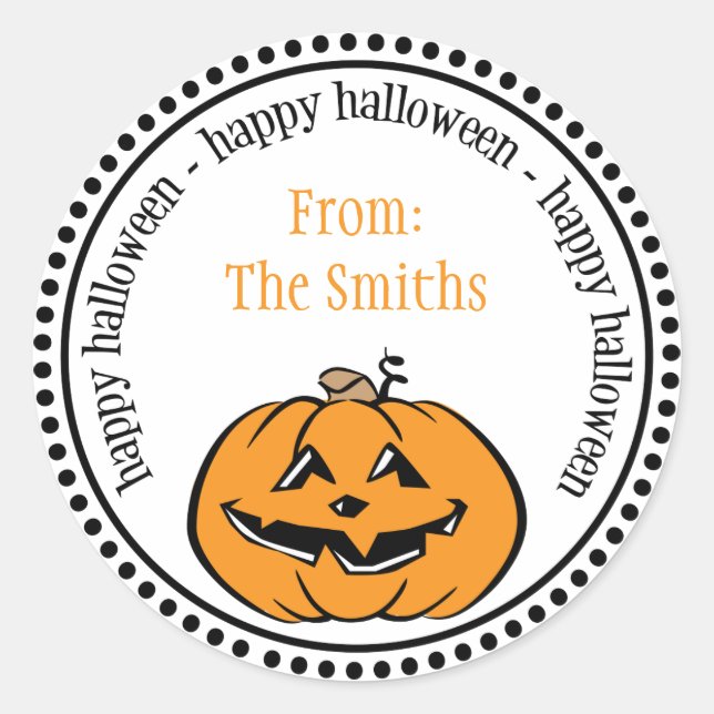 Happy Halloween Pumpkin Dot Circle Labels Runder Aufkleber (Vorderseite)