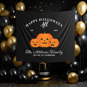 Happy Halloween Pumpkin Familie Name Custom Wandteppich