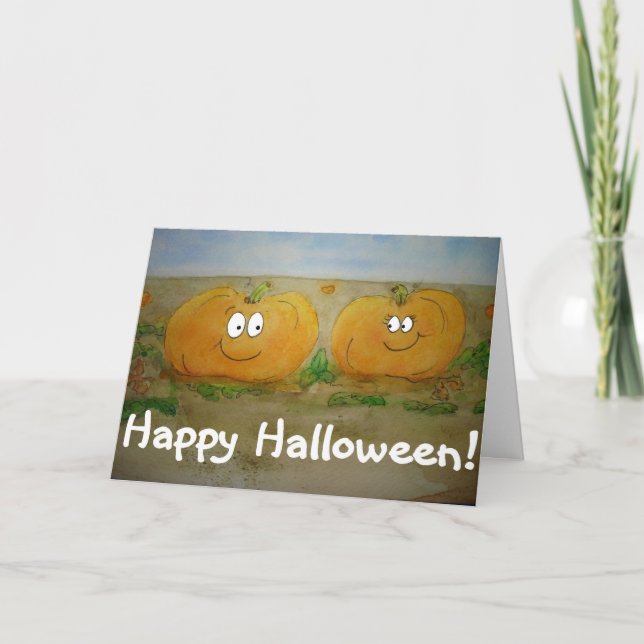 Happy Halloween Pumpkin Friend Couple Niedlich Car Karte (Vorderseite)