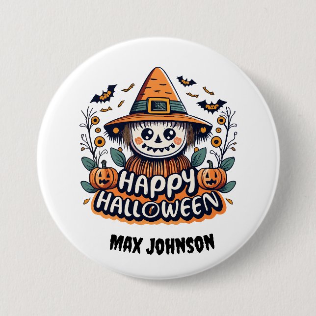 Happy Halloween - Pumpkin Gewürz Orange Black Button (Vorderseite)