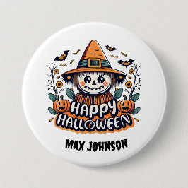 Happy Halloween - Pumpkin Gewürz Orange Black Button