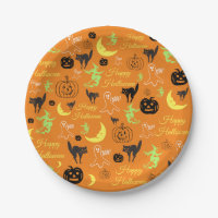 Happy Halloween Pumpkin Ghost Hexe Moon Orange