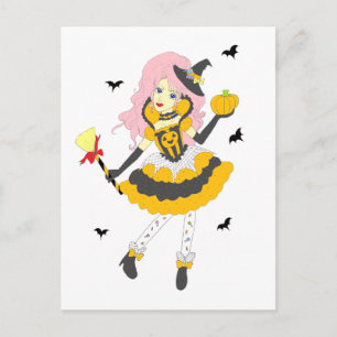 Happy Halloween Pumpkin Girl Postkarte