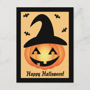 Happy Halloween Pumpkin Hexe Postcard Postkarte