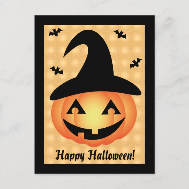 Happy Halloween Pumpkin Hexe Postcard Postkarte (Vorderseite)