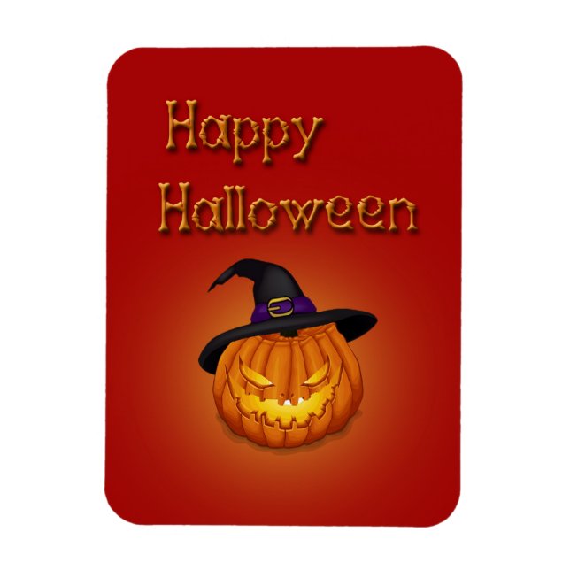 Happy Halloween Pumpkin mit Hut Magnet (Vertikal)