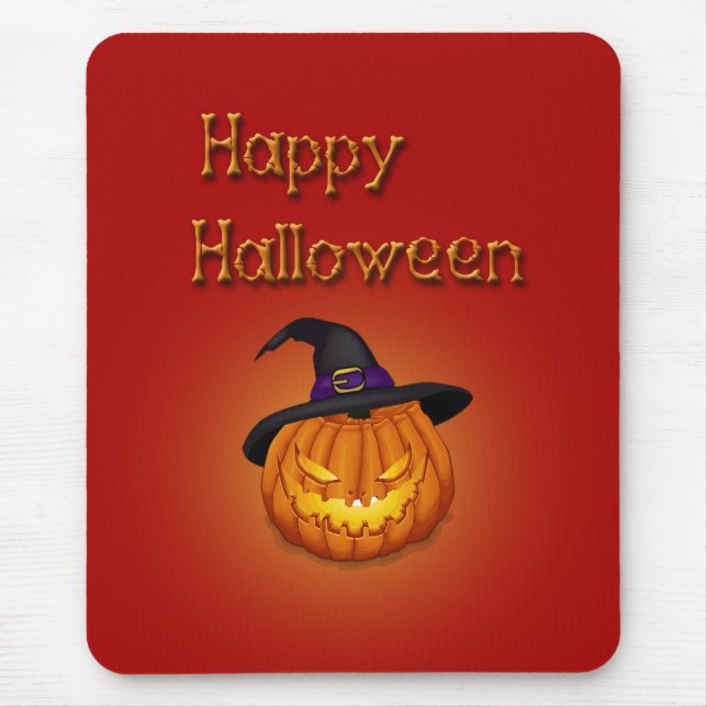 Happy Halloween Pumpkin mit Hut Mousepad (Vorne)