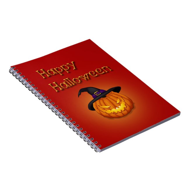 Happy Halloween Pumpkin mit Hut Notizblock (Rechte Seite)