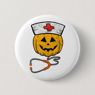 Happy Halloween Pumpkin Nurse Nursing Funny Hallow Button