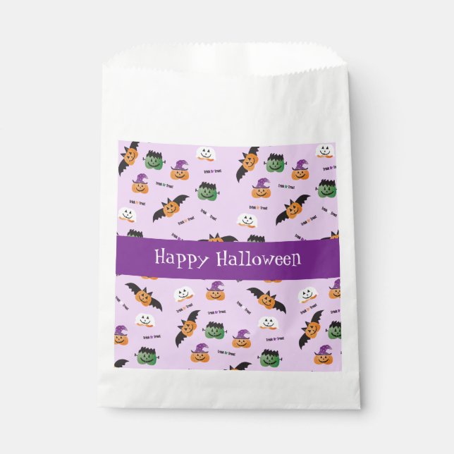 Happy Halloween Pumpkin Pattern Lila Napkins Geschenktütchen (Vorderseite)