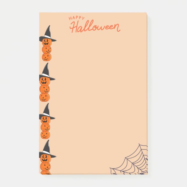 Happy halloween pumpkin post es notiert post-it klebezettel (Vorderseite)