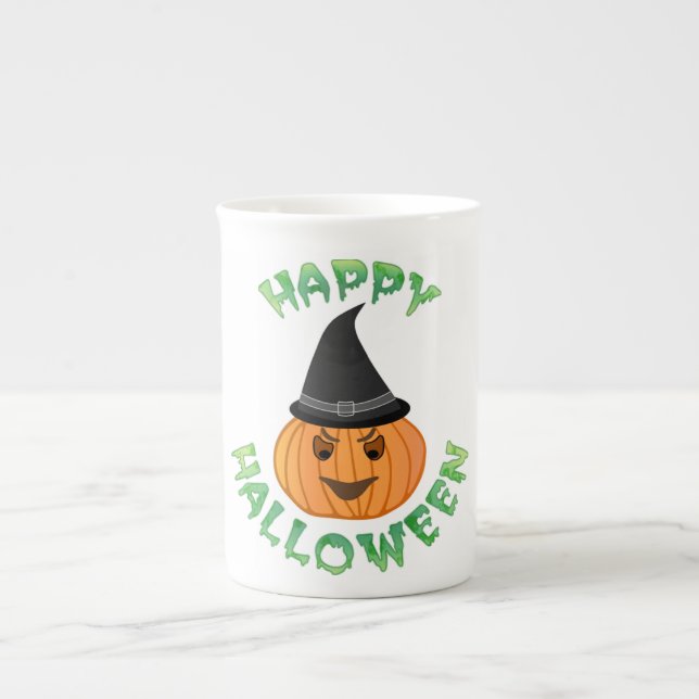 "HAPPY HALLOWEEN" PUMPKIN PROZELLANTASSE (Vorderseite)
