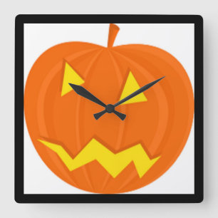 "HAPPY HALLOWEEN" PUMPKIN QUADRATISCHE WANDUHR