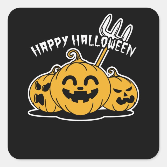Happy Halloween Pumpkin Quadratischer Aufkleber (Vorderseite)