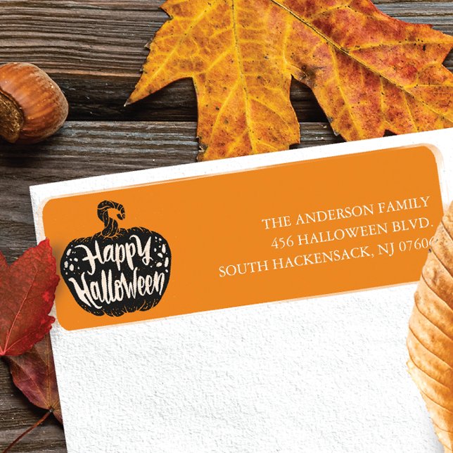 Happy Halloween Pumpkin Return Address Label (Von Creator hochgeladen)