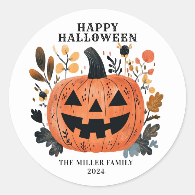 Happy Halloween Pumpkin Round Stickers (Vorderseite)