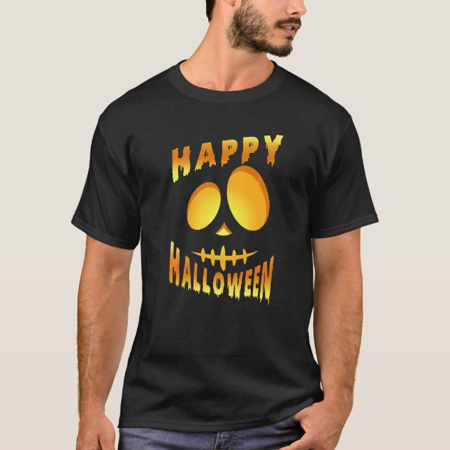 Happy Halloween Pumpkin Scary Face T-Shirt (Vorderseite)
