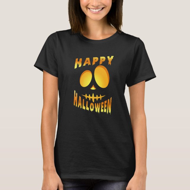Happy Halloween Pumpkin Scary Face T-Shirt (Vorderseite)