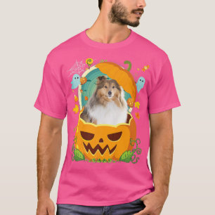 Happy Halloween Pumpkin Sheltie Hund Hexenhut Nied T-Shirt