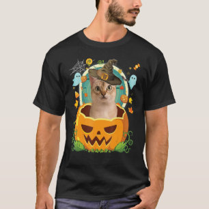 Happy Halloween Pumpkin Singapura Cat Hexe Niedlic T-Shirt