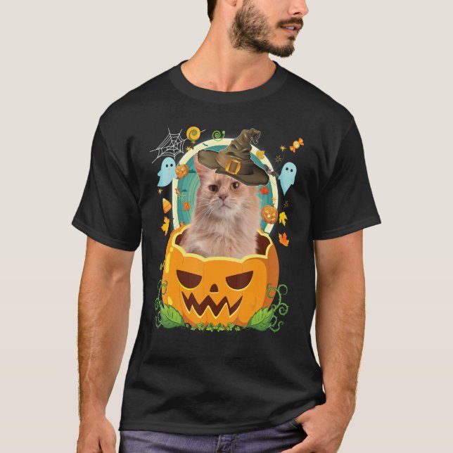 Happy Halloween Pumpkin Somali Cat Witze Niedlich  T-Shirt (Vorderseite)