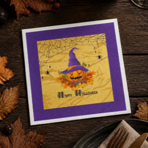Happy Halloween Pumpkin & Spider Paper Napkin Serviette