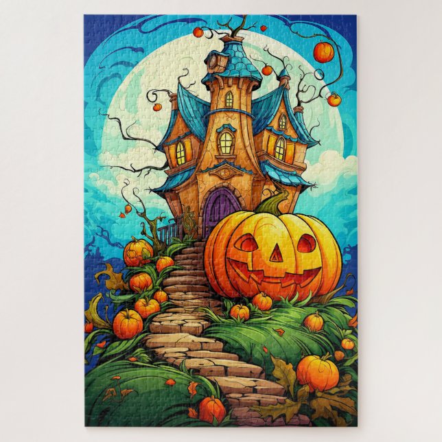 Happy Halloween | Pumpkin & Spuk House Puzzle (Vertikal)