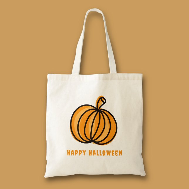 Happy Halloween Pumpkin Tragetasche (Orange pumpkin Halloween tote bag for trick or treat)
