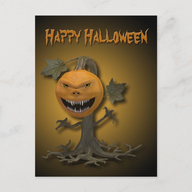 Happy Halloween Pumpkin Tree Postkarte (Vorderseite)