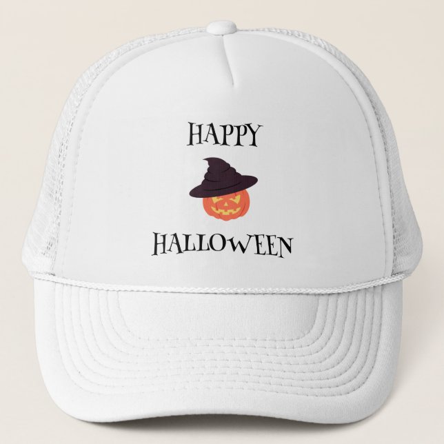 Happy Halloween Pumpkin Trucker Hat - Orange Jack Truckerkappe (Vorderseite)