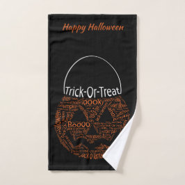 Happy Halloween Pumpkin Typografie Orange Handtuch