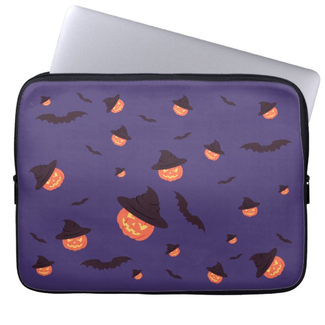 Happy Halloween Pumpkin und Fledermäuse Laptopschutzhülle (Vorderseite)