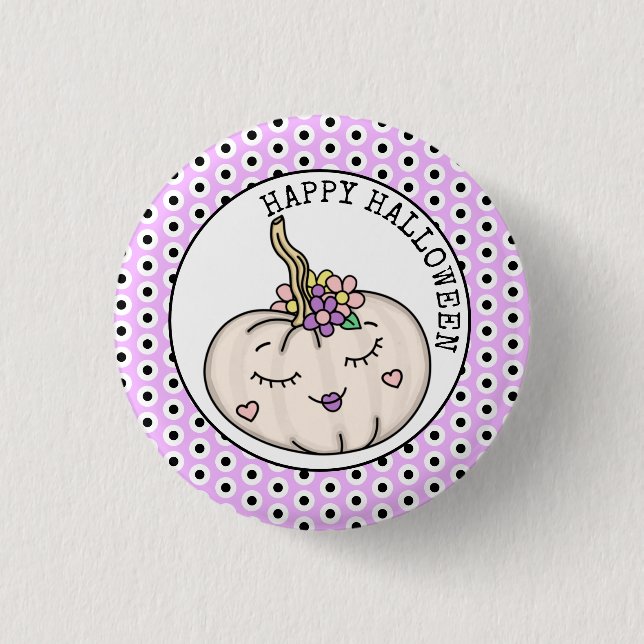 Happy Halloween | Pumpkin und Polka Dots Button (Vorderseite)