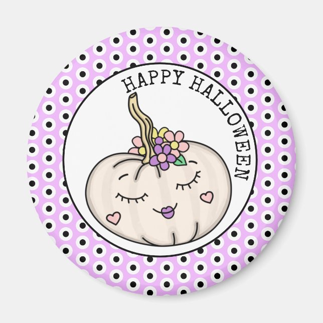 Happy Halloween | Pumpkin und Polka Dots Magnet (Vorne)