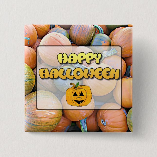 Happy Halloween Pumpkins Button (Vorderseite)