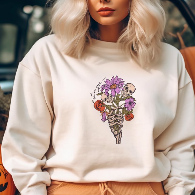 Happy Halloween Pumpkins Floral Sweatshirt (Von Creator hochgeladen)