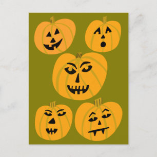 HAPPY HALLOWEEN Pumpkins Jack-O-Lanterns Postkarte