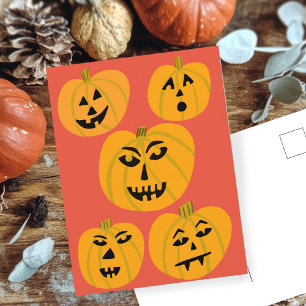 HAPPY HALLOWEEN Pumpkins Jack-O-Lanterns Postkarte