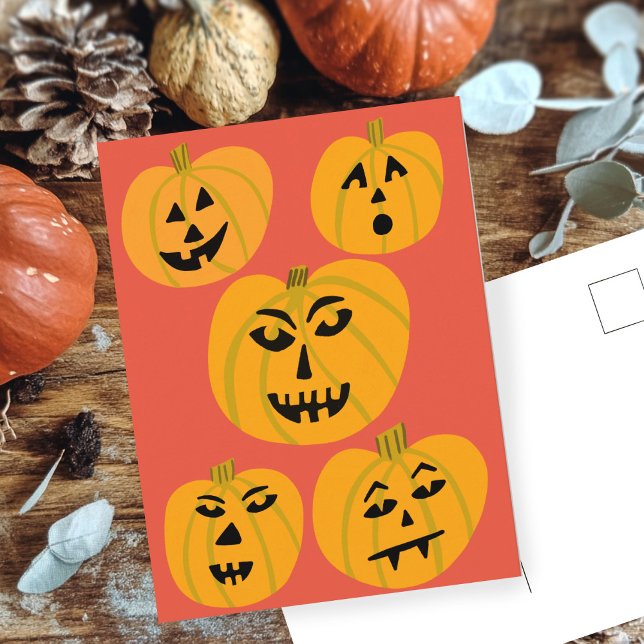 HAPPY HALLOWEEN Pumpkins Jack-O-Lanterns Postkarte (HAPPY HALLOWEEN Pumpkins Jack-O-Lanterns Cute Funny Postcard
)