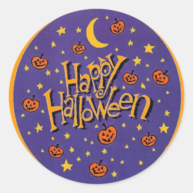 Happy Halloween Pumpkins Moon Fun Stickers (Vorderseite)