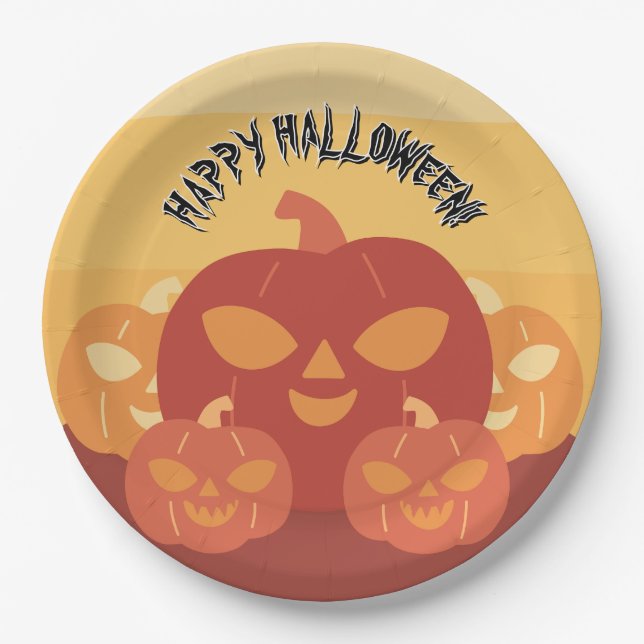 Happy Halloween! Pumpkins Paper Plate Pappteller (Vorderseite)