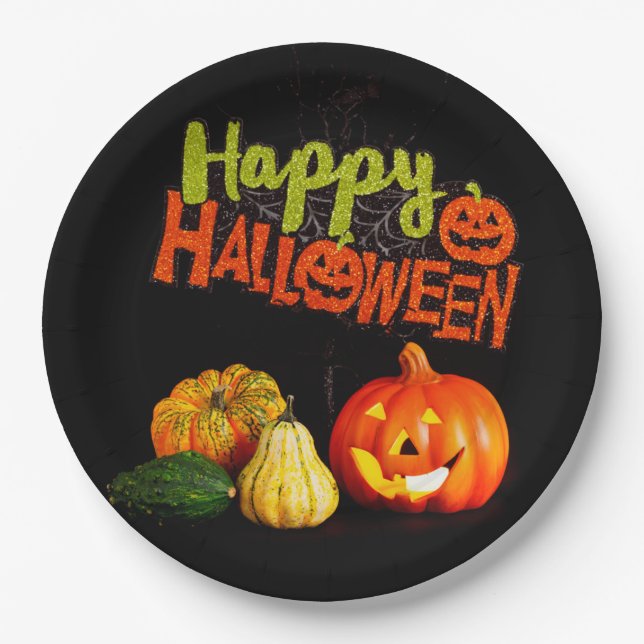 Happy Halloween Pumpkins Pappteller (Vorderseite)