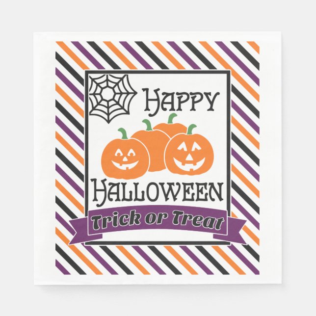 Happy Halloween, Pumpkins und Spiderweb Serviette (Vorderseite)