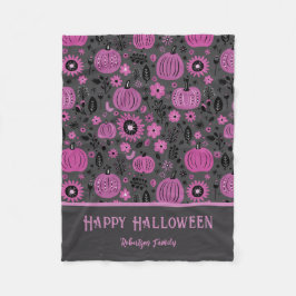 Happy Halloween Purple Pumpkin Family Name Fleecedecke