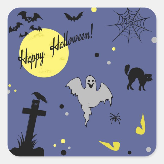 Happy Halloween Quadratischer Aufkleber (Vorderseite)