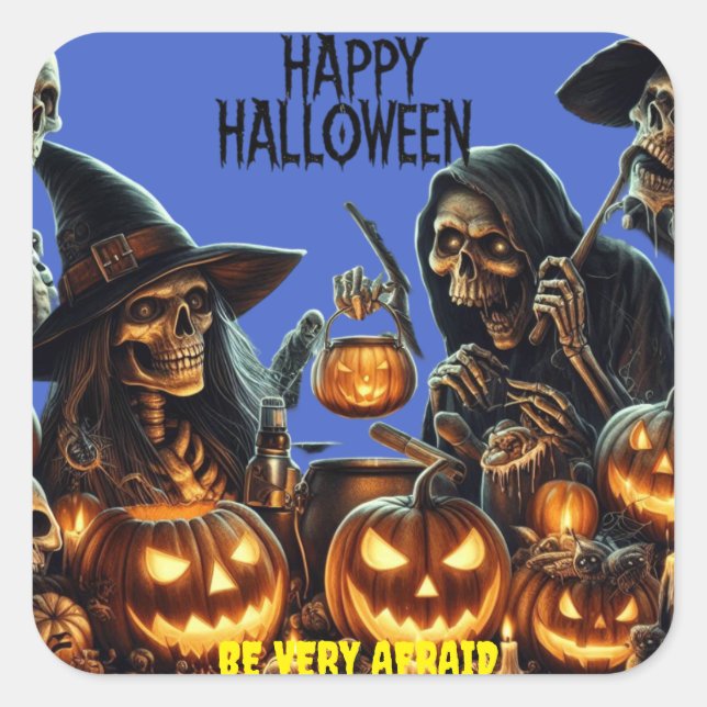 Happy Halloween Quadratischer Aufkleber (Vorderseite)