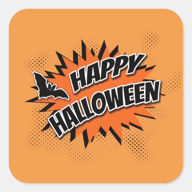Happy Halloween Quadratischer Aufkleber (Vorderseite)