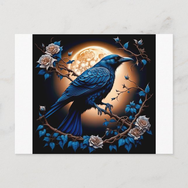 Happy Halloween Ravens And Roses Postkarte (Vorderseite)